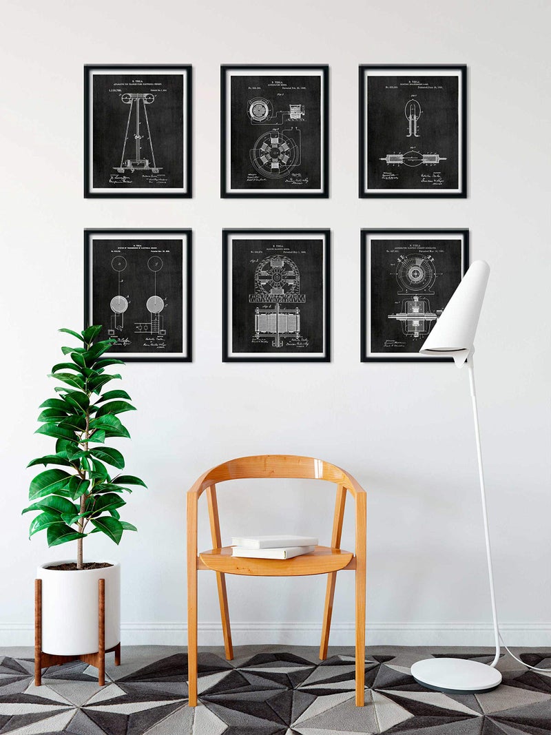ArtCantHurtU Nikola Tesla Gifts for Engineers Steampunk Wall Decor SIX (8"x10") Unframed Wall Art Patent Prints Industrial Artwork Home Decor - Electrical, Coil, Nerd, Geek, Science, Physics Decorations - Image 3